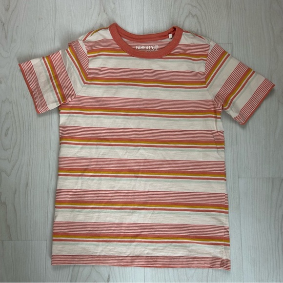 Faherty Sunwashed Beachy Striped Cotton Breathable T-Shirt Summer Staple XXS - Picture 3 of 7
